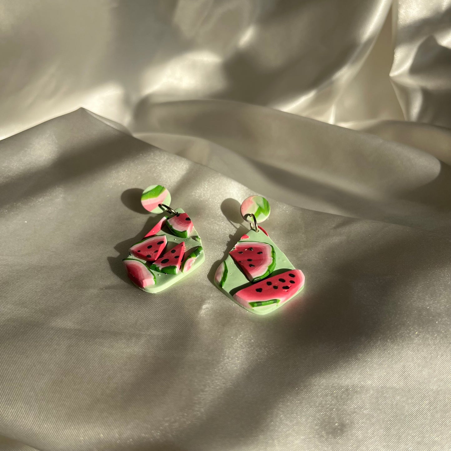 Watermelon Small Square Earrings