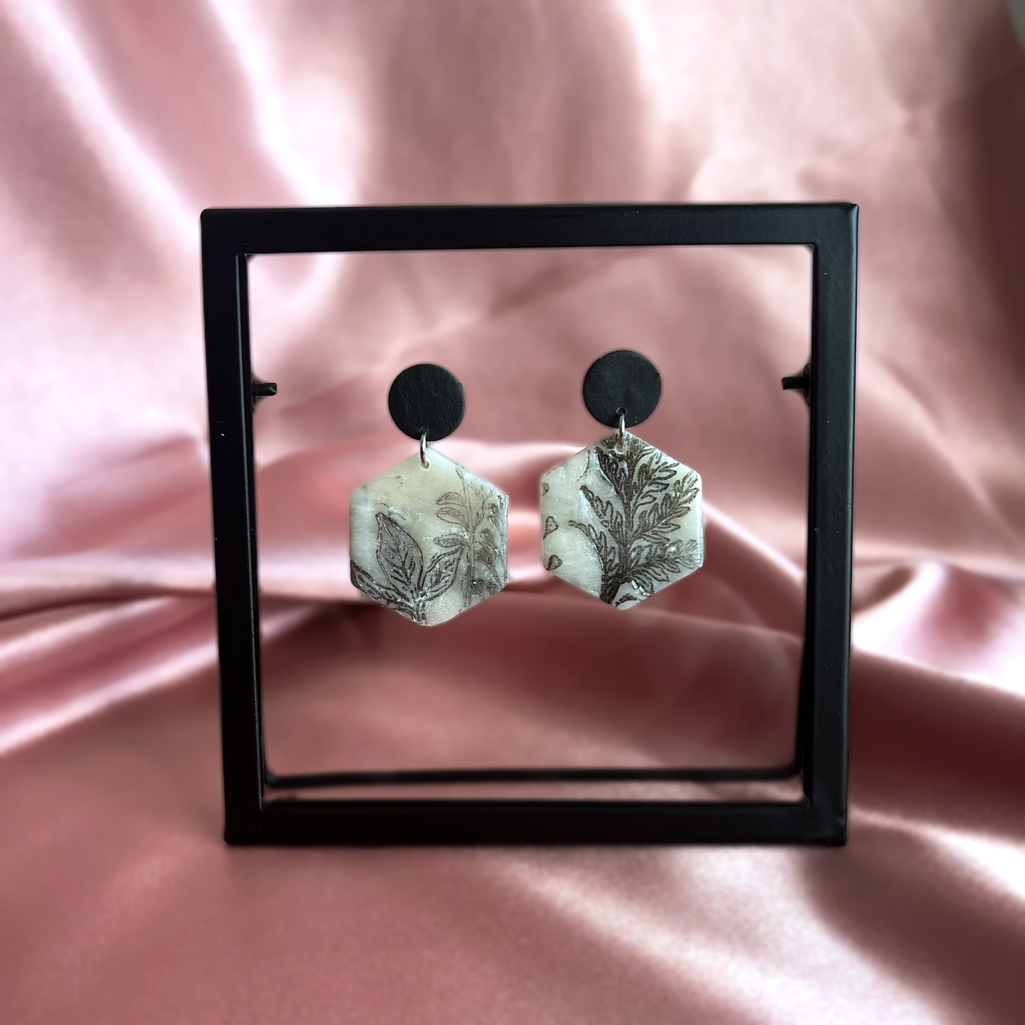 Inked Hexagon Stud Drops