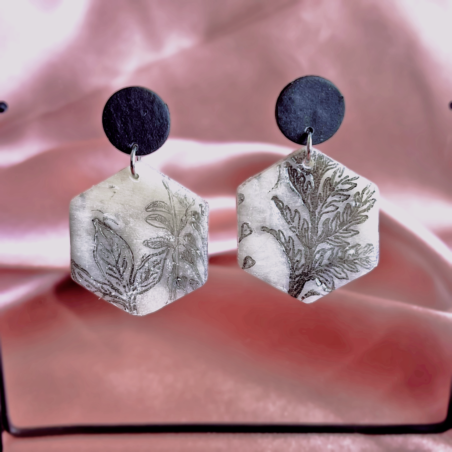Inked Hexagon Stud Drops