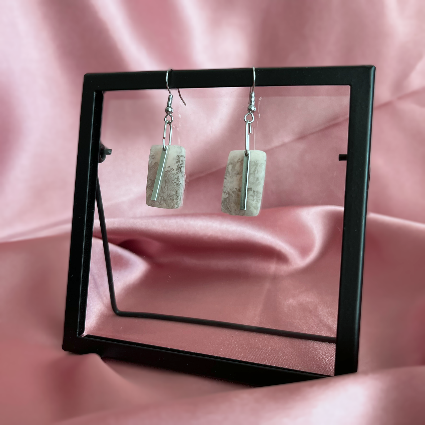 Inked Rectangle Shine Dangle Earrings