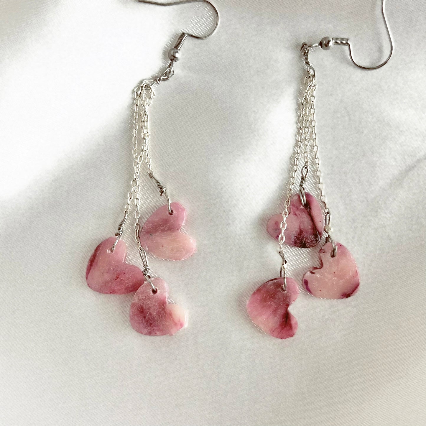 Quartz Heart Dangle Earrings