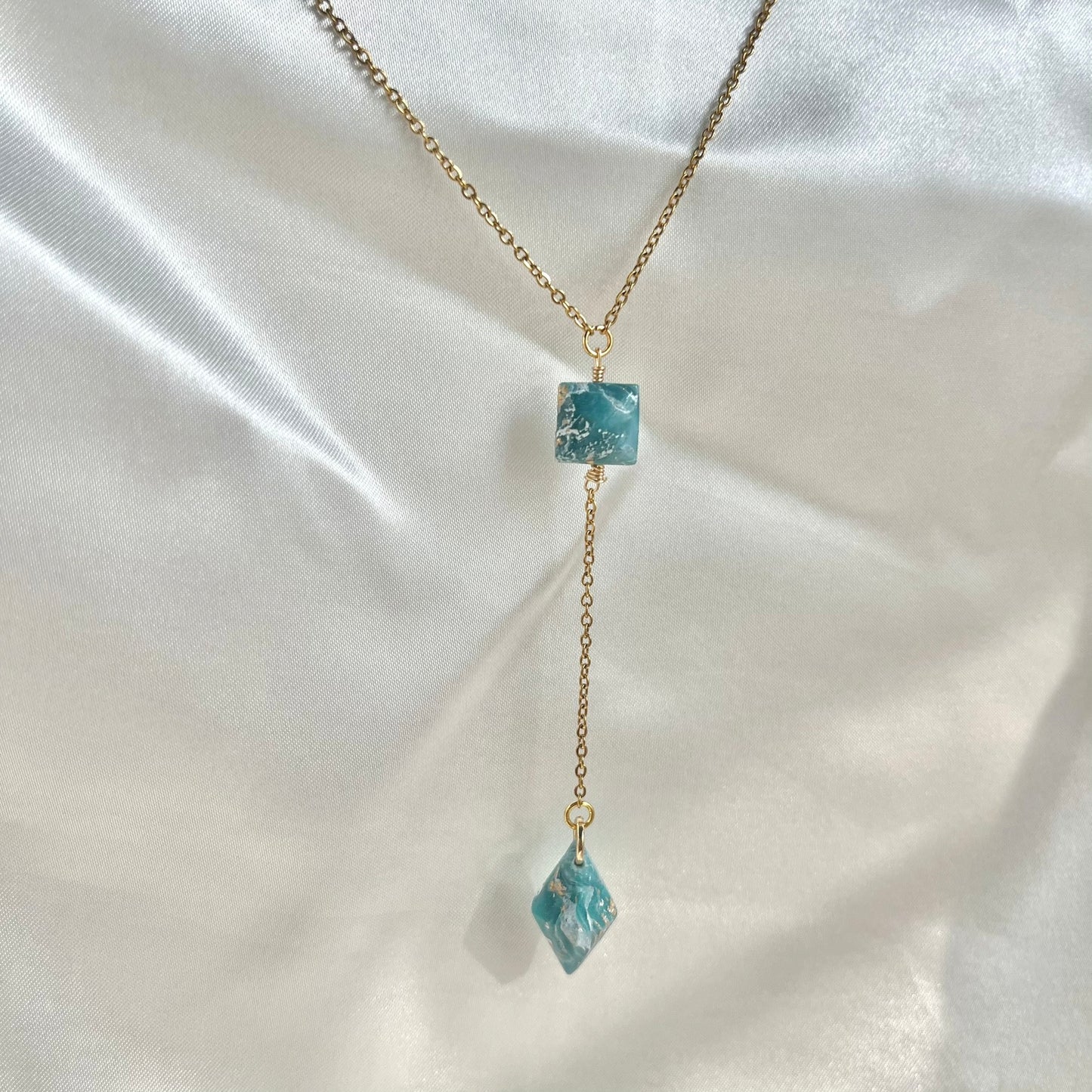 Navy to Teal Y Necklace