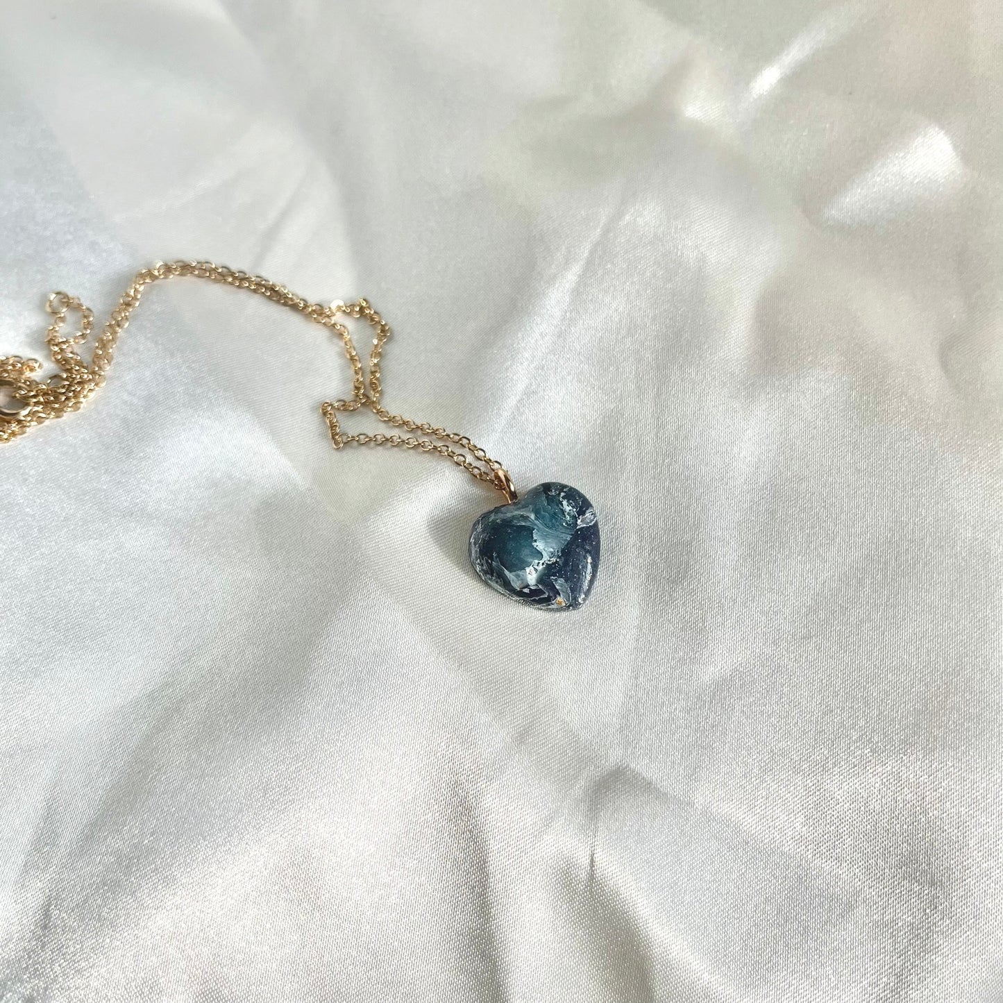 Navy to Teal Heart Necklace