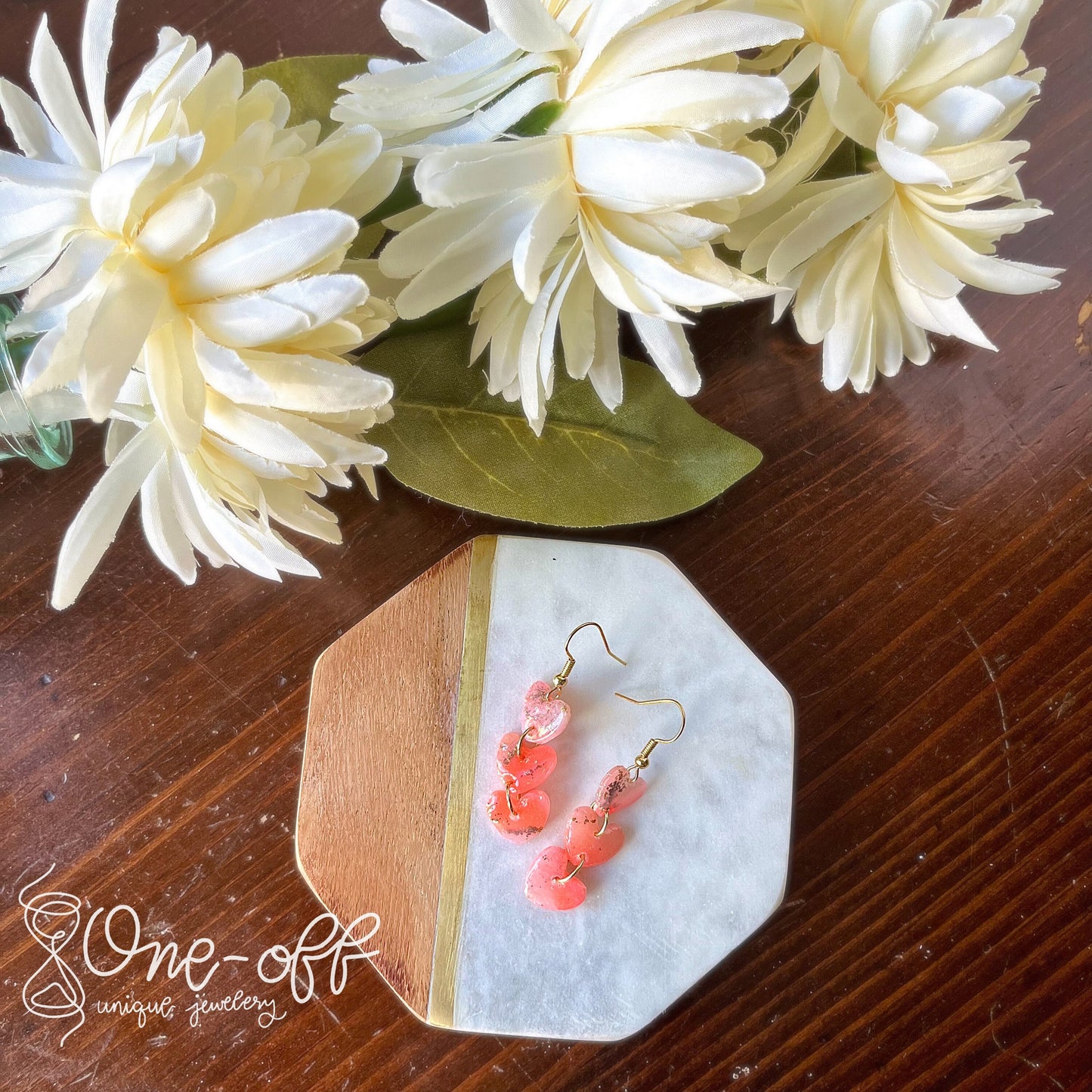 Clay Heart Earrings | Lightweight Drop and Dangle | Handmade Polymer Clay Unique Jewelry