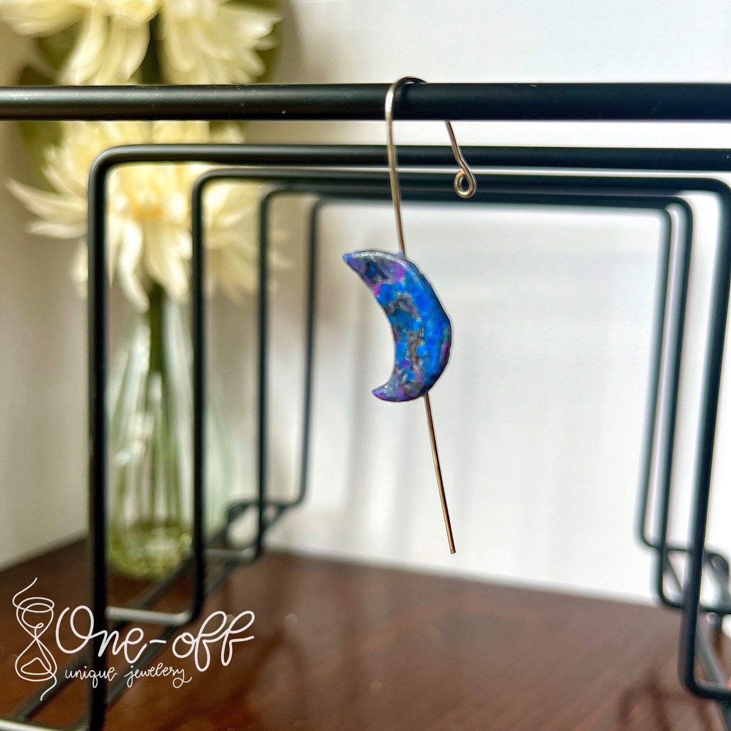 Moon Ear Pin | Celestial Collection | Handmade Polymer Clay Earrings