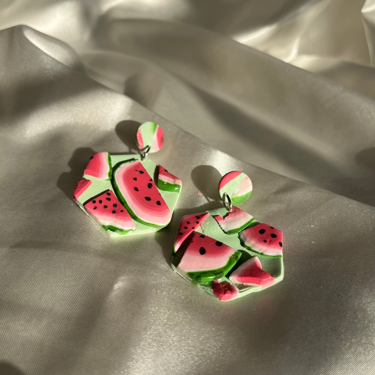 Watermelon Hexagon Earrings