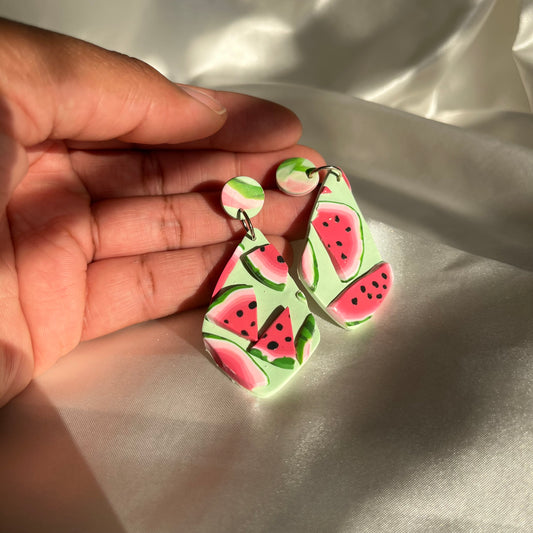 Watermelon Small Square Earrings