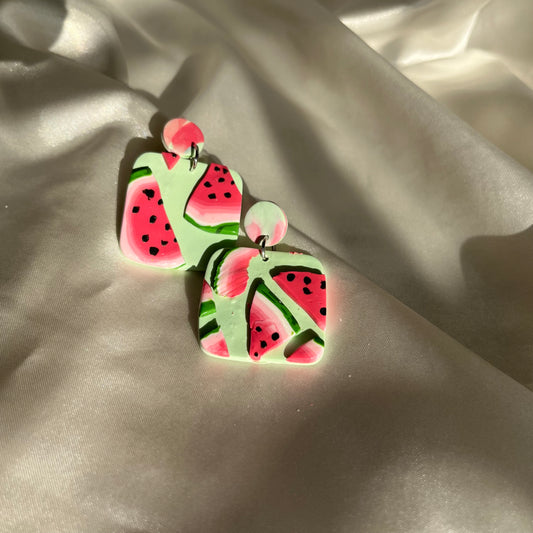 Watermelon Square Earrings