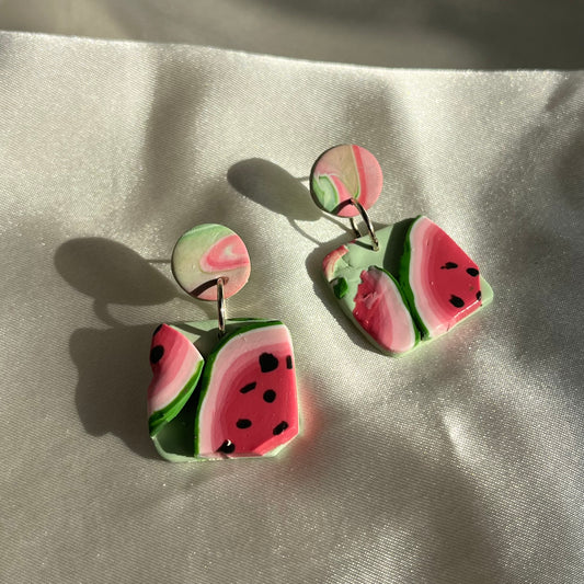 Watermelon Small Square Earrings