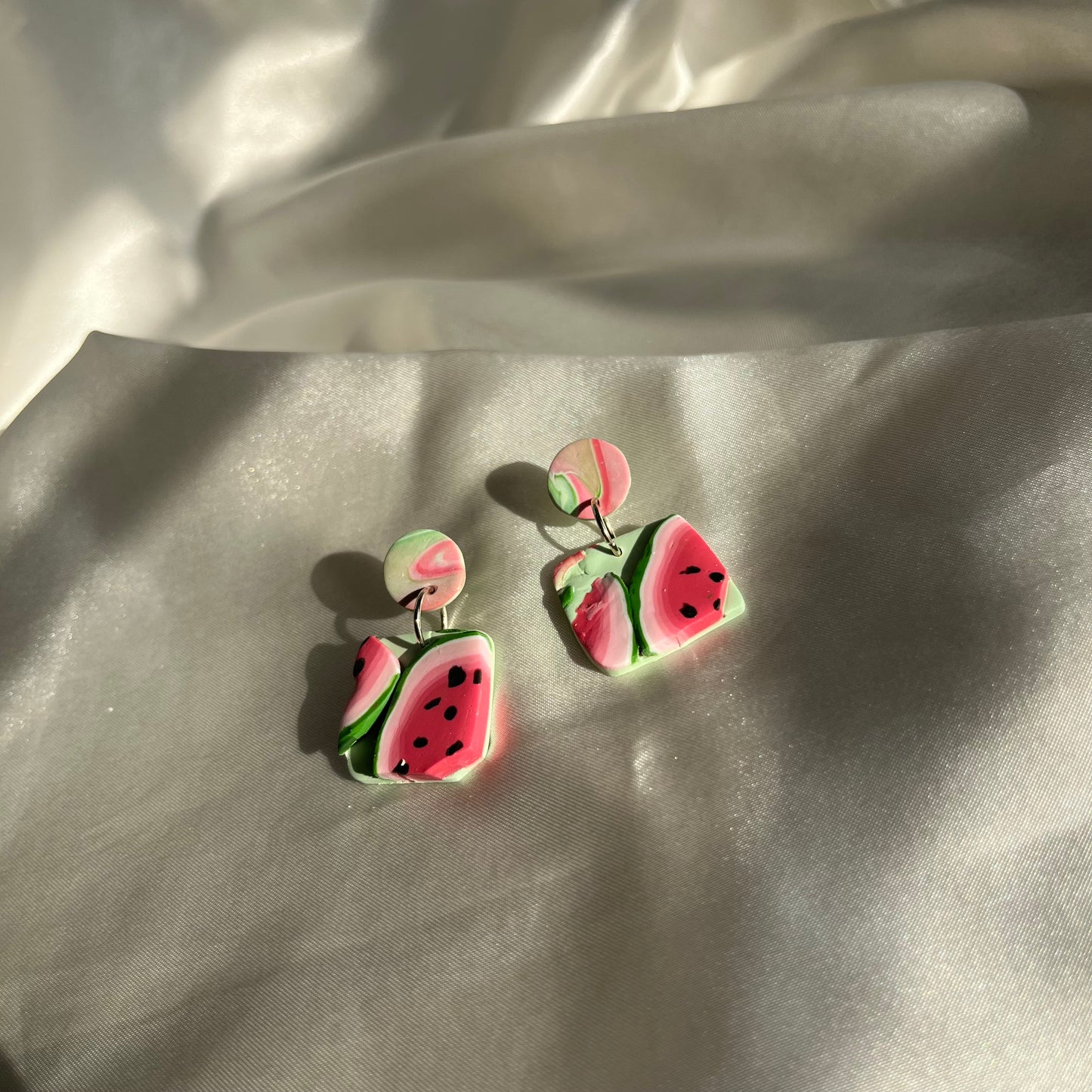 Watermelon Small Square Earrings