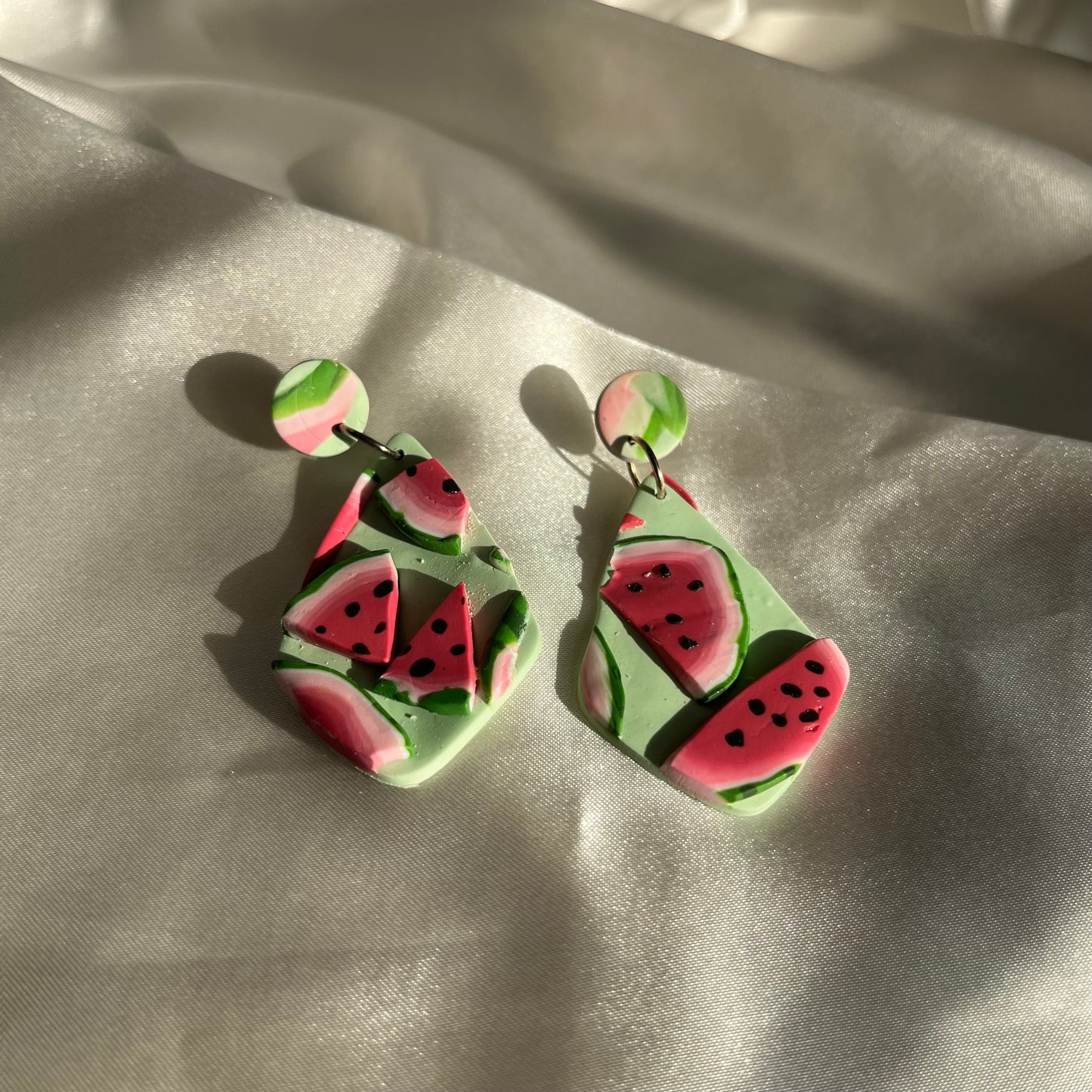 Watermelon Small Square Earrings