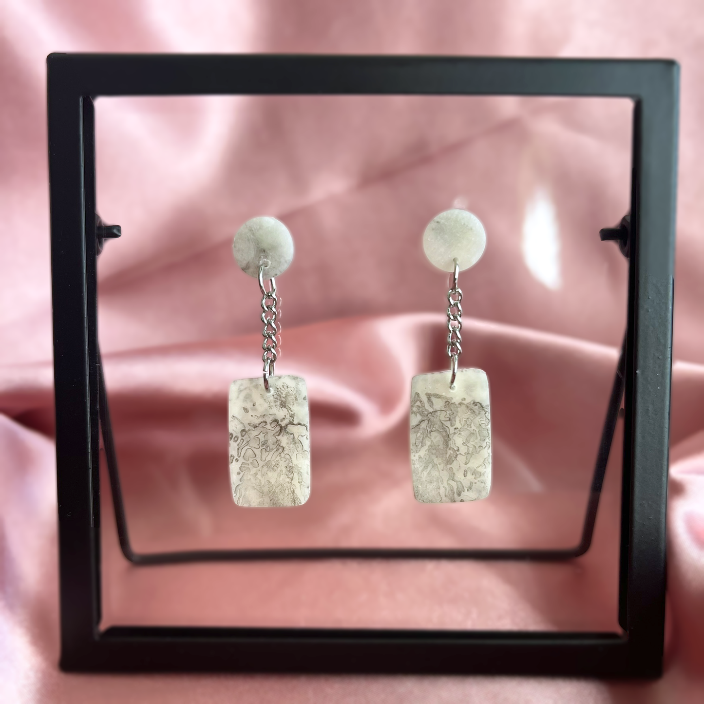 Inked Rectangle Drop Dangle Earrings