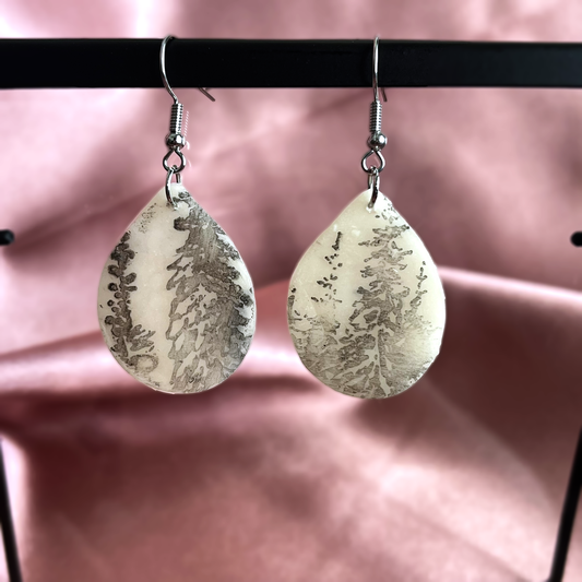 Inked Teardrop Dangle Earrings