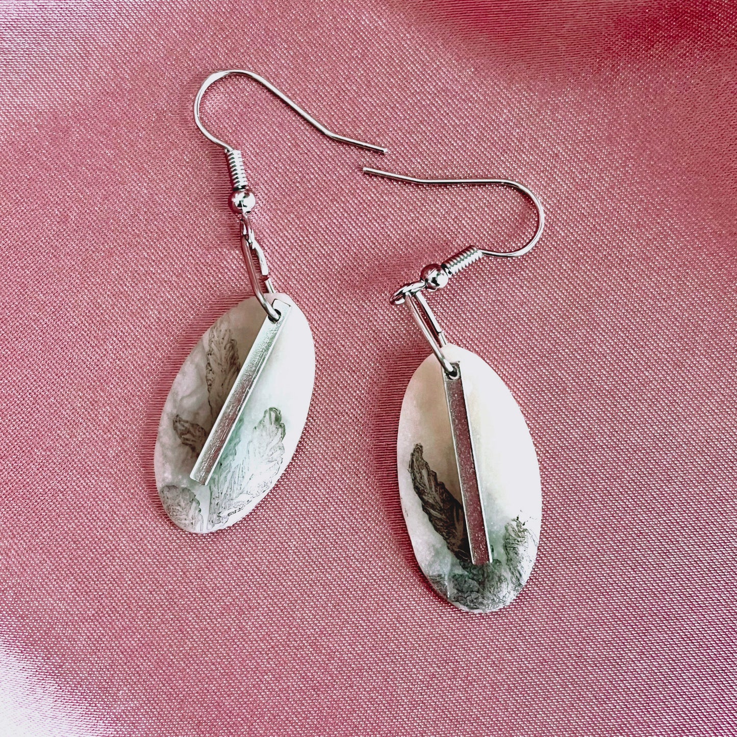 Inked Oval Shine Dangle Earrings