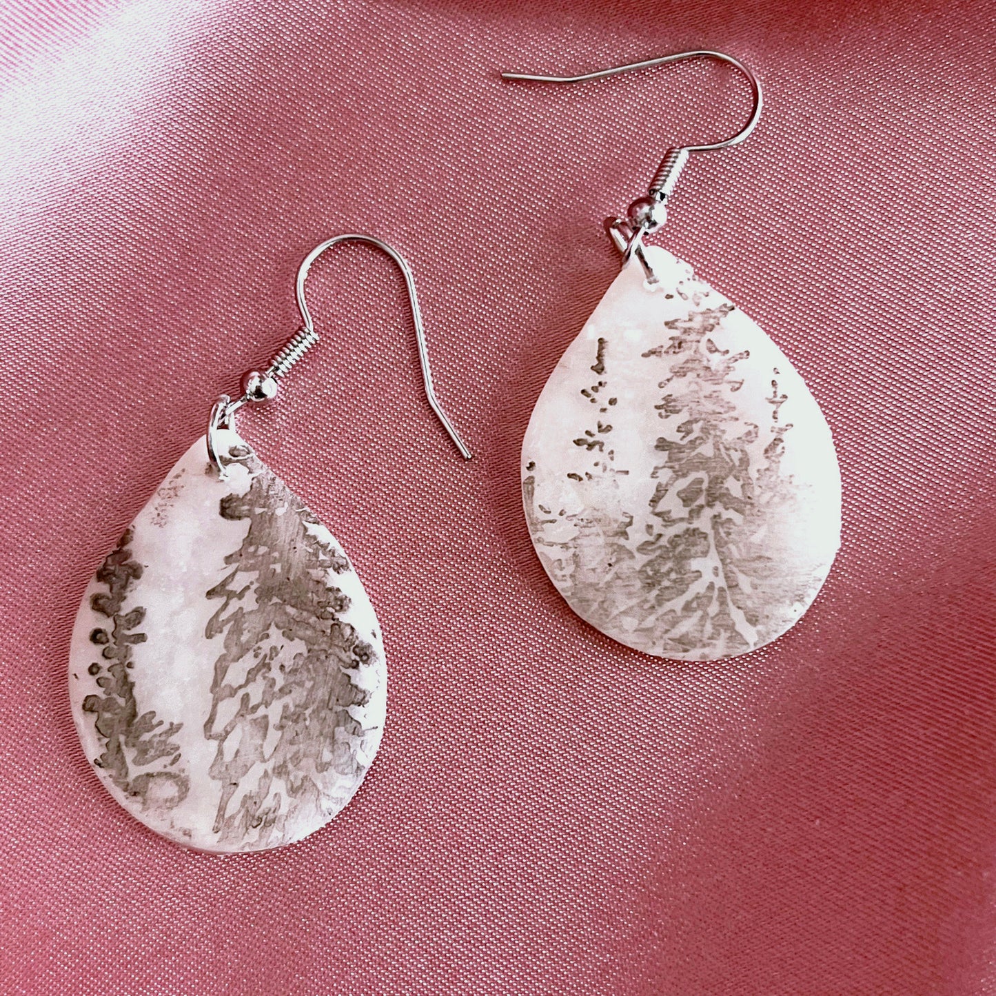 Inked Teardrop Dangle Earrings