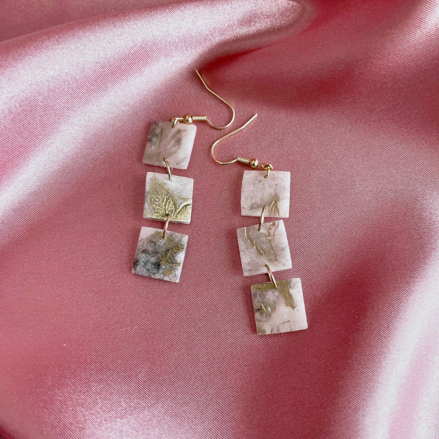 Inked Square Tumbles Dangle Earrings