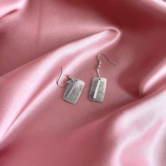 Inked Rectangle Shine Dangle Earrings