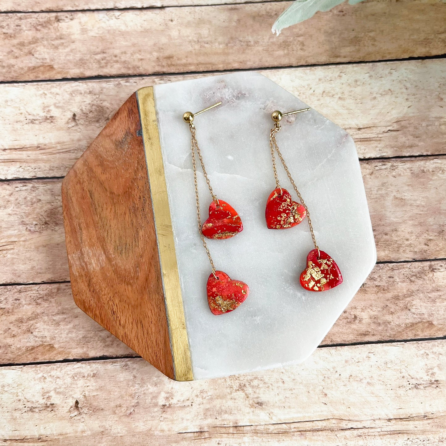 Double Heart Dangle Earrings