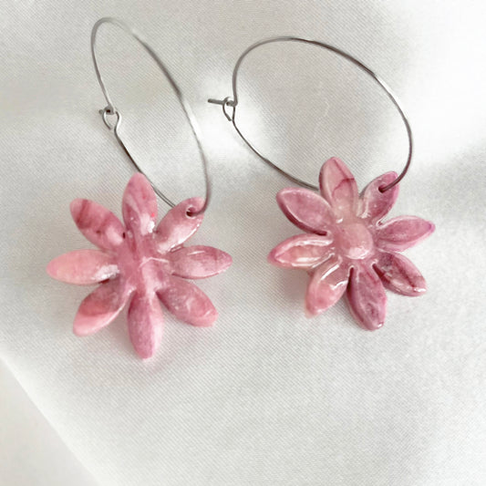 Lilac Quartz Daisy Earrings