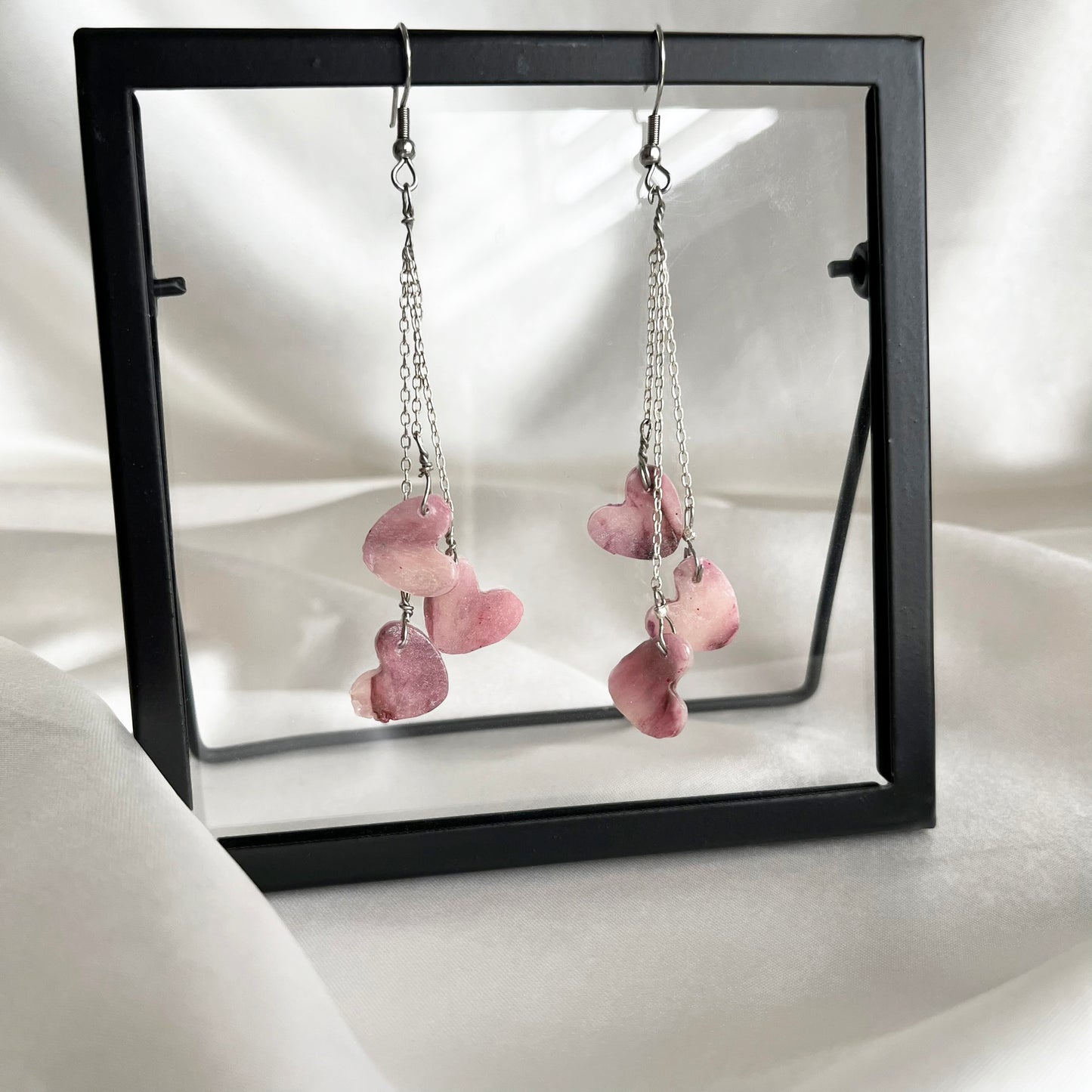 Quartz Heart Dangle Earrings