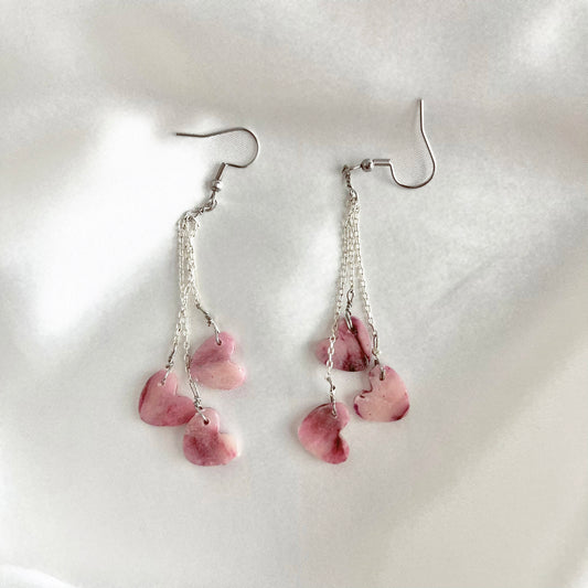 Quartz Heart Dangle Earrings