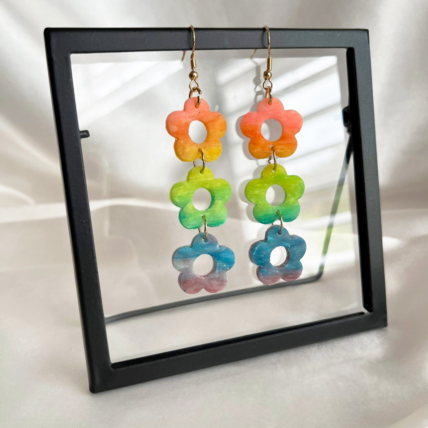 Triple Daisy Dangle Earrings