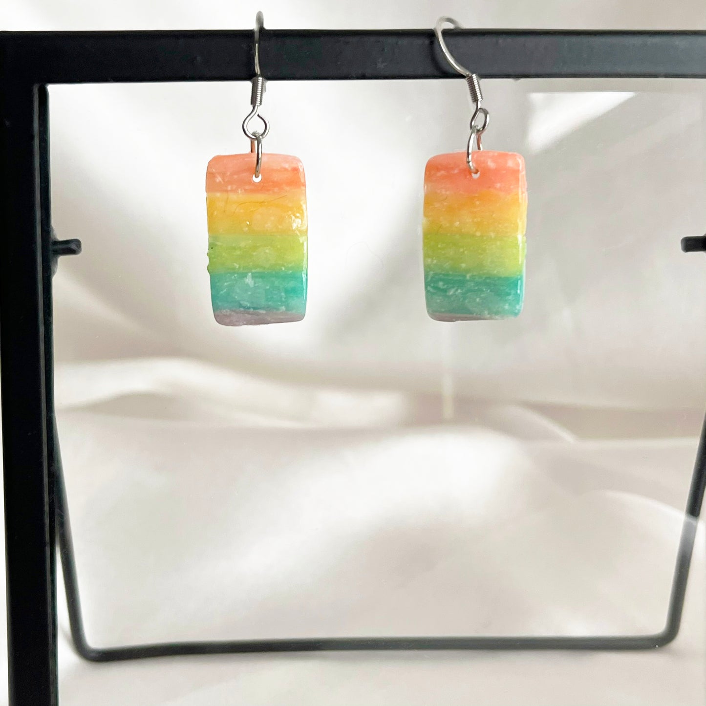 Rectangle Rainbow Dangle Earrings