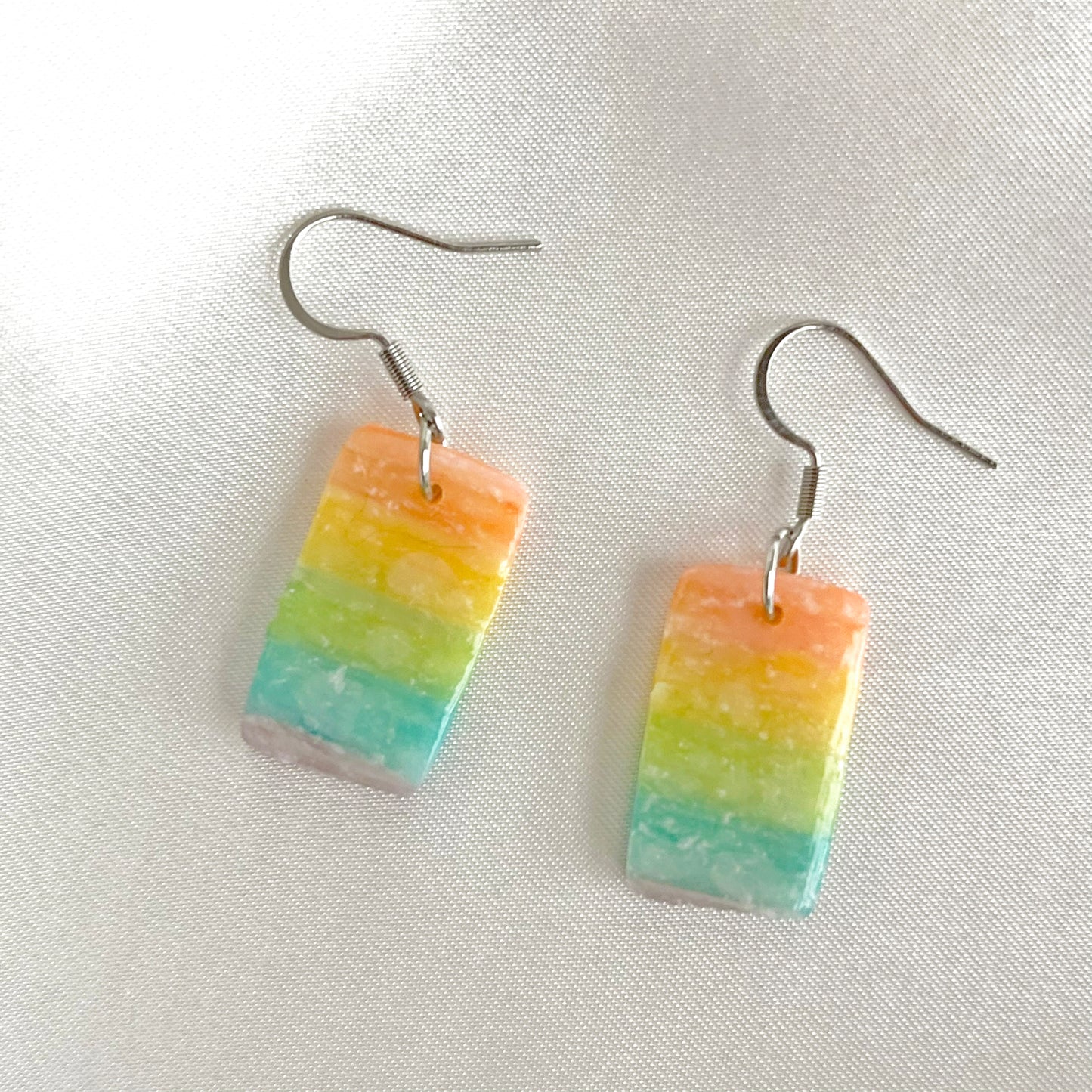 Rectangle Rainbow Dangle Earrings