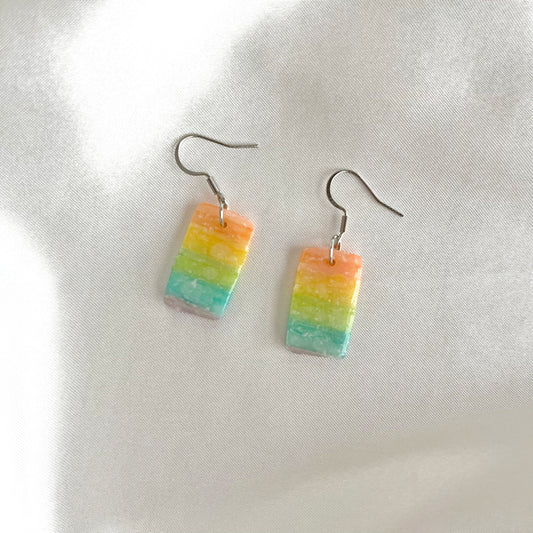 Rectangle Rainbow Dangle Earrings