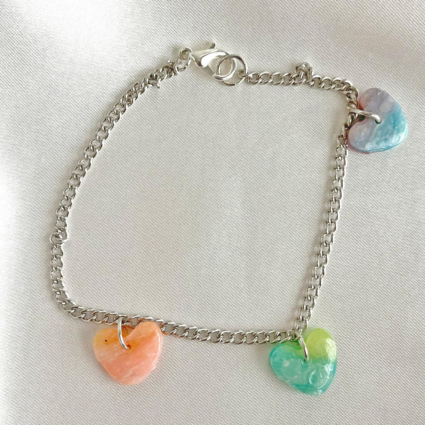 Rainbow Hearts Charm Bracelet