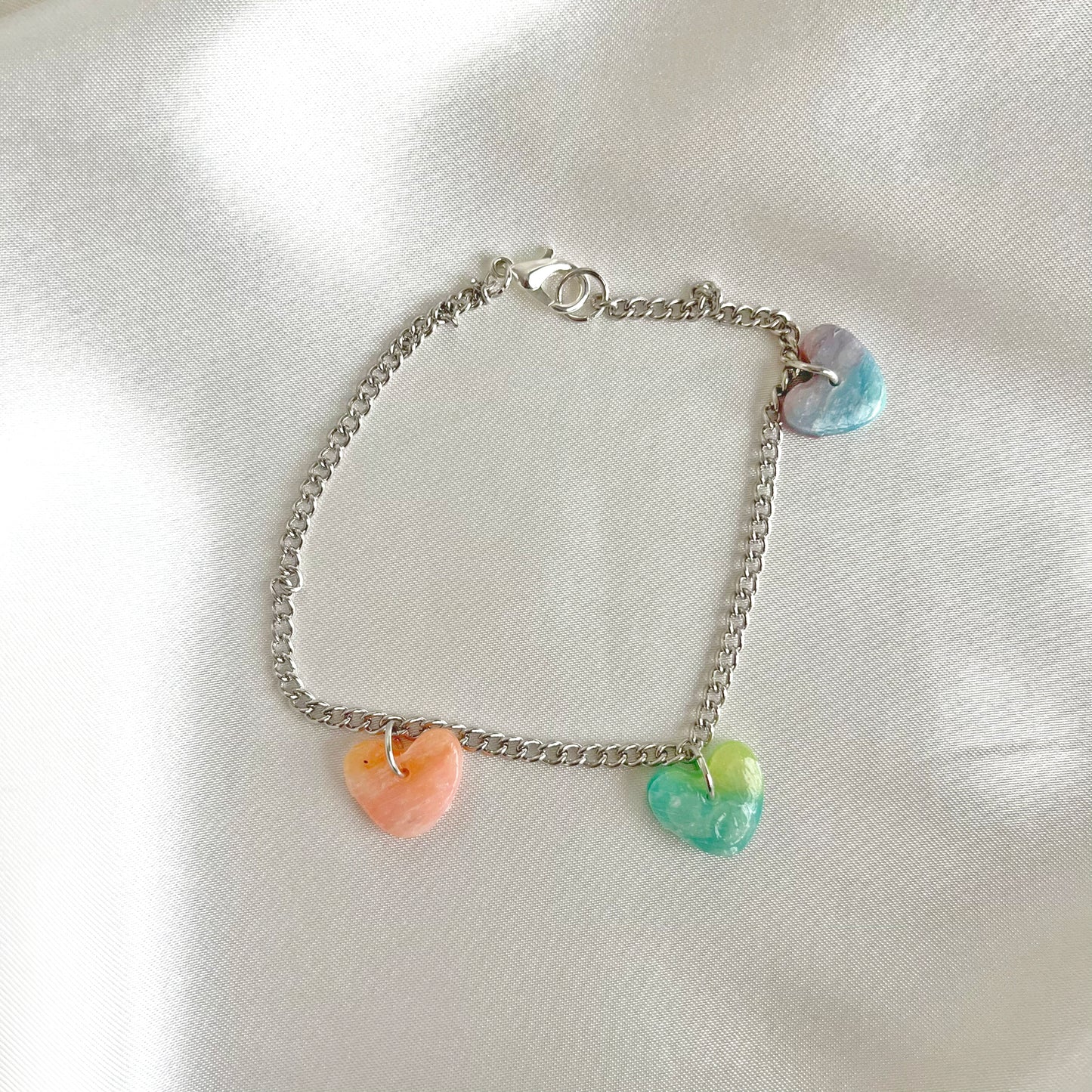 Rainbow Hearts Charm Bracelet