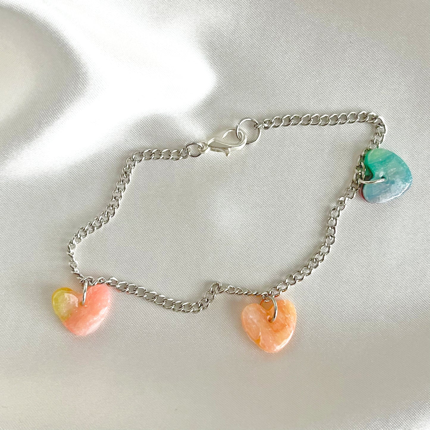 Rainbow Hearts Charm Bracelet