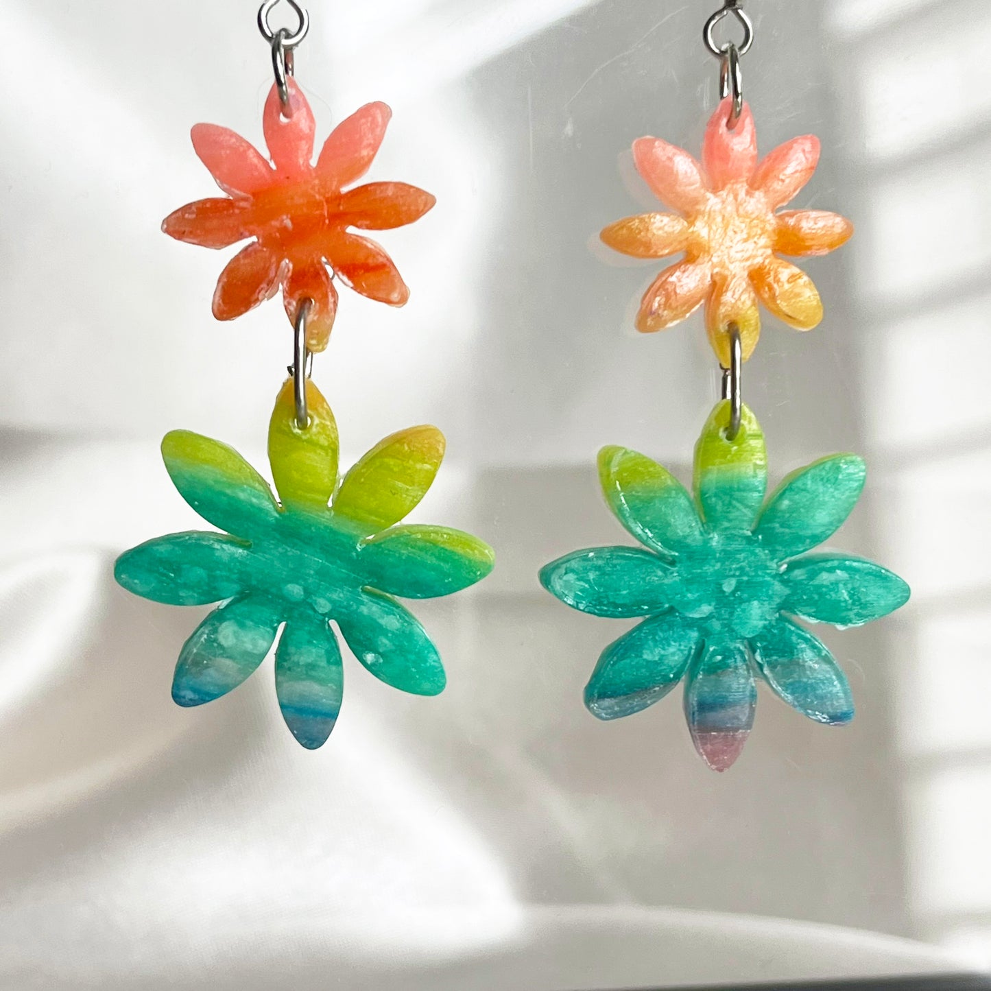 Flower Power Rainbow Dangle Earrings