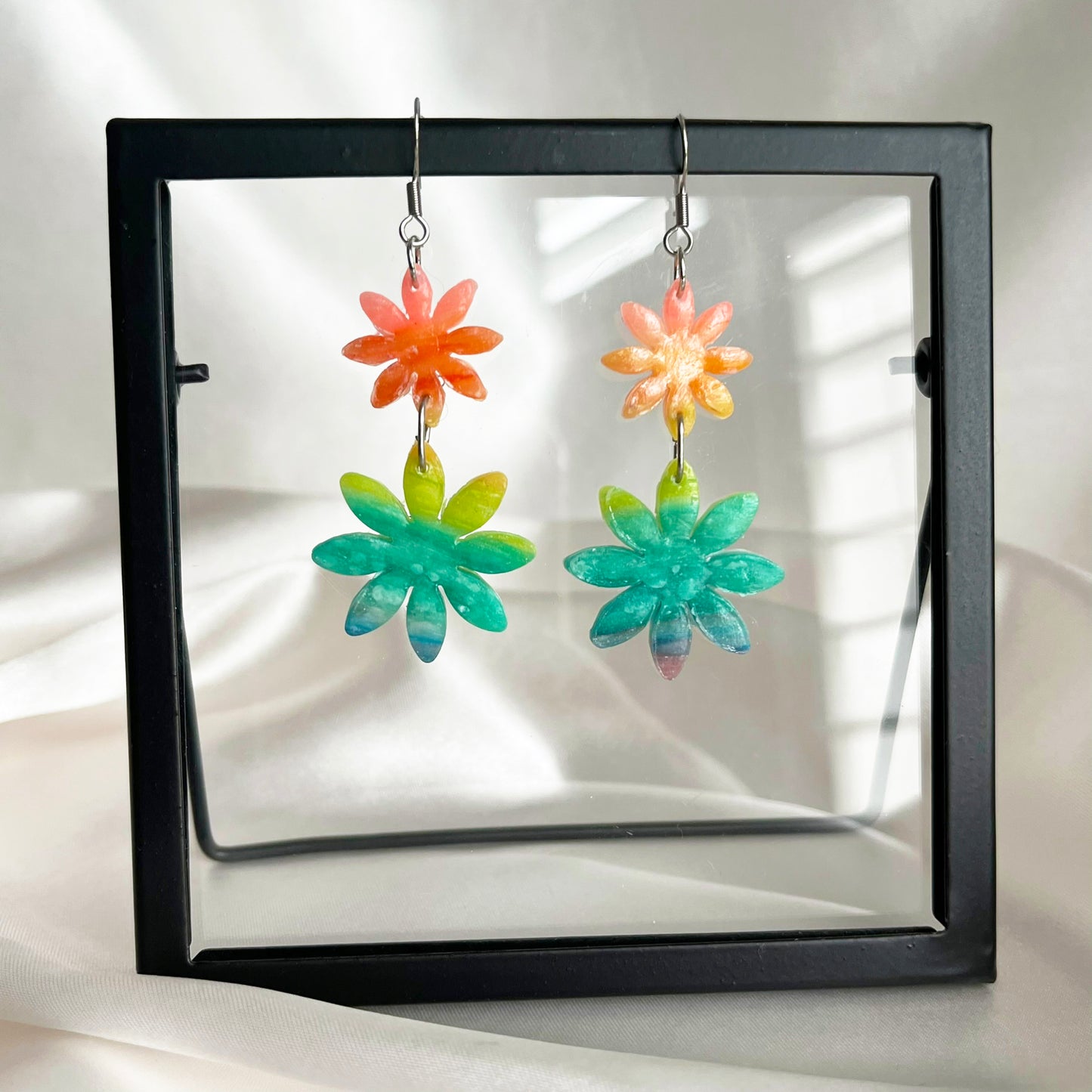 Flower Power Rainbow Dangle Earrings