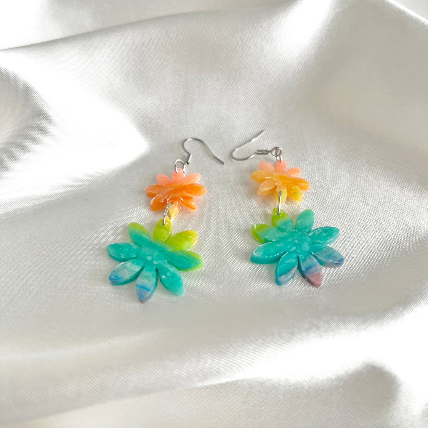 Flower Power Rainbow Dangle Earrings