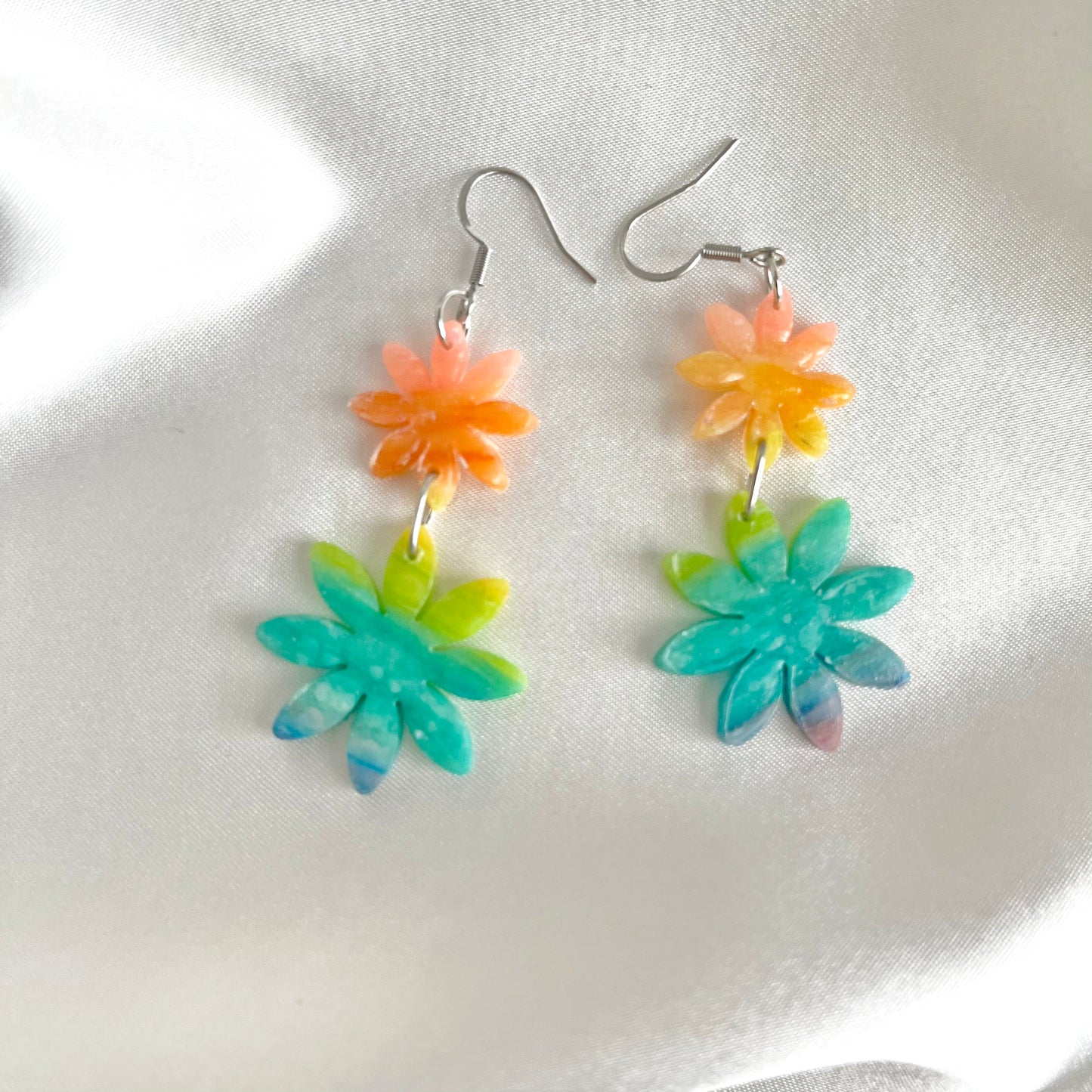 Flower Power Rainbow Dangle Earrings