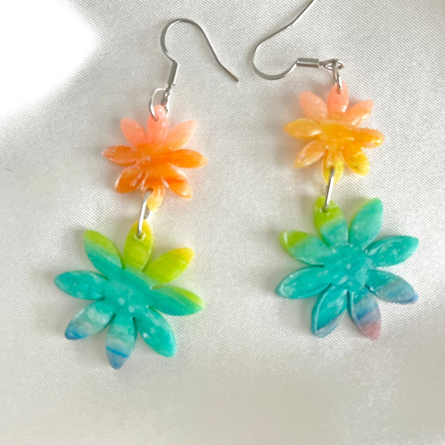 Flower Power Rainbow Dangle Earrings