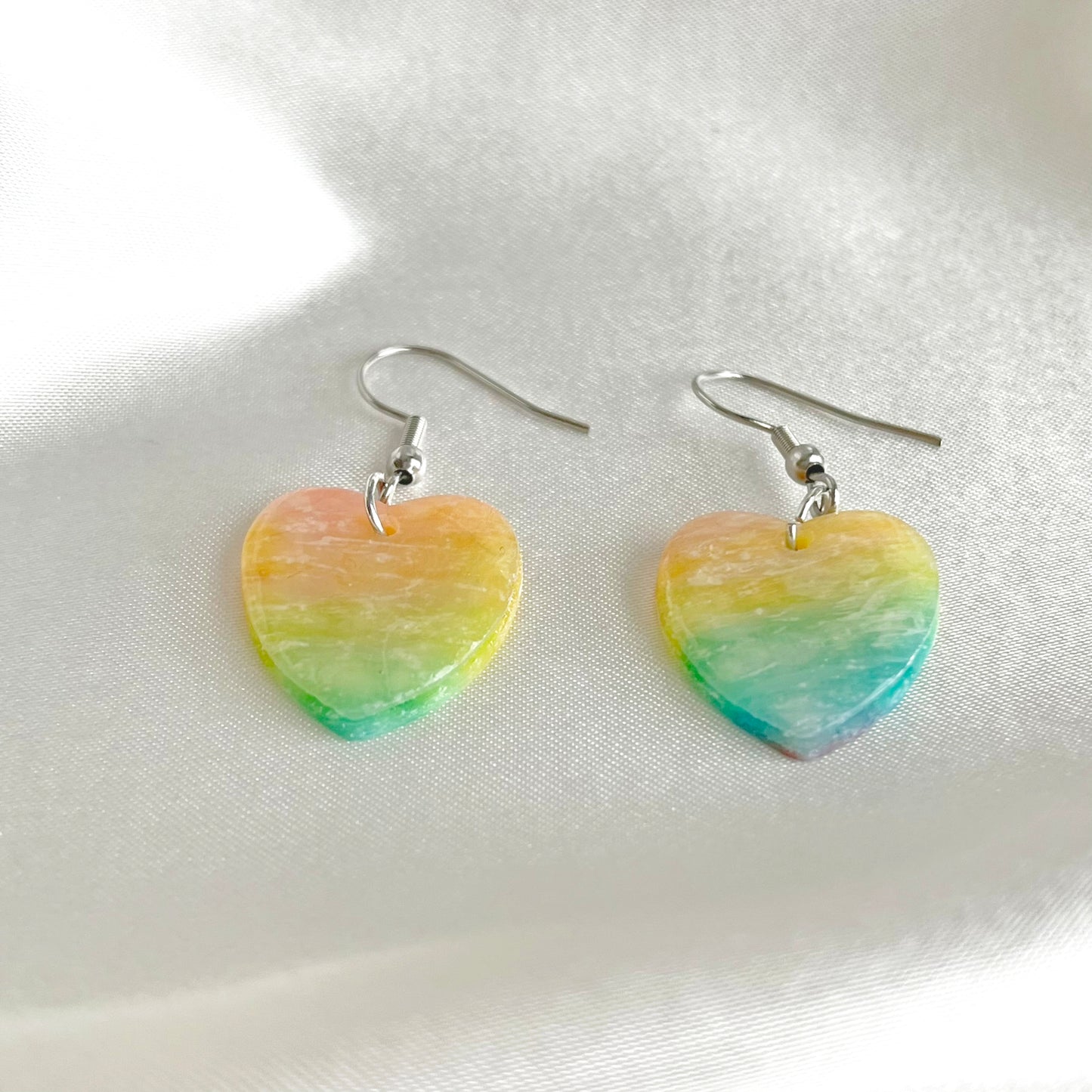 Rainbow Heart Dangle Earrings