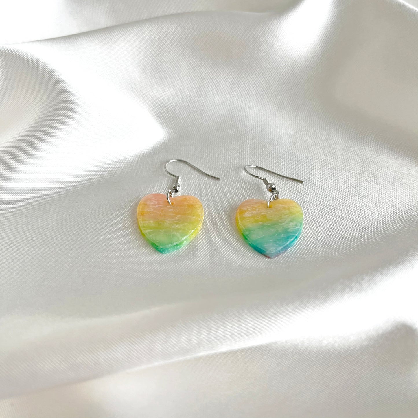 Rainbow Heart Dangle Earrings