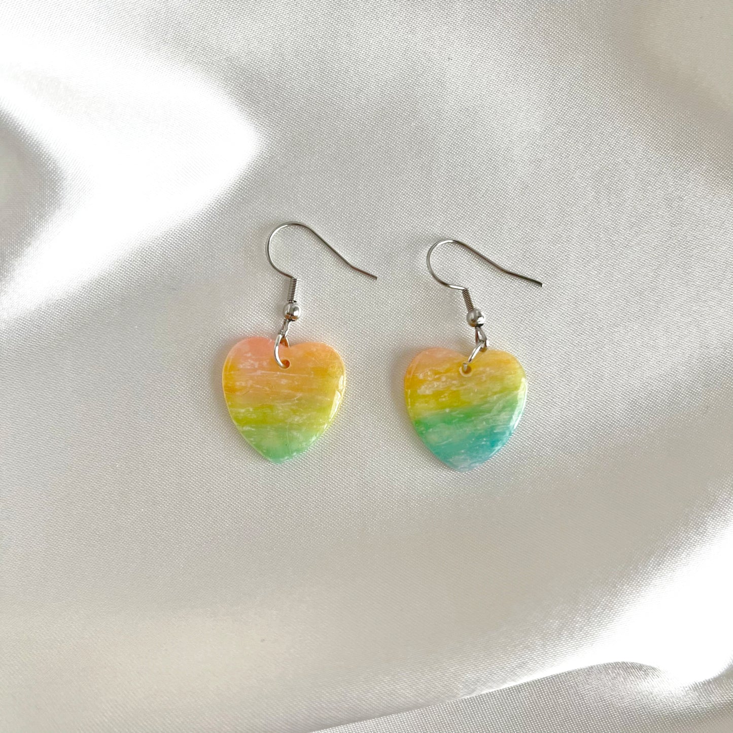 Rainbow Heart Dangle Earrings