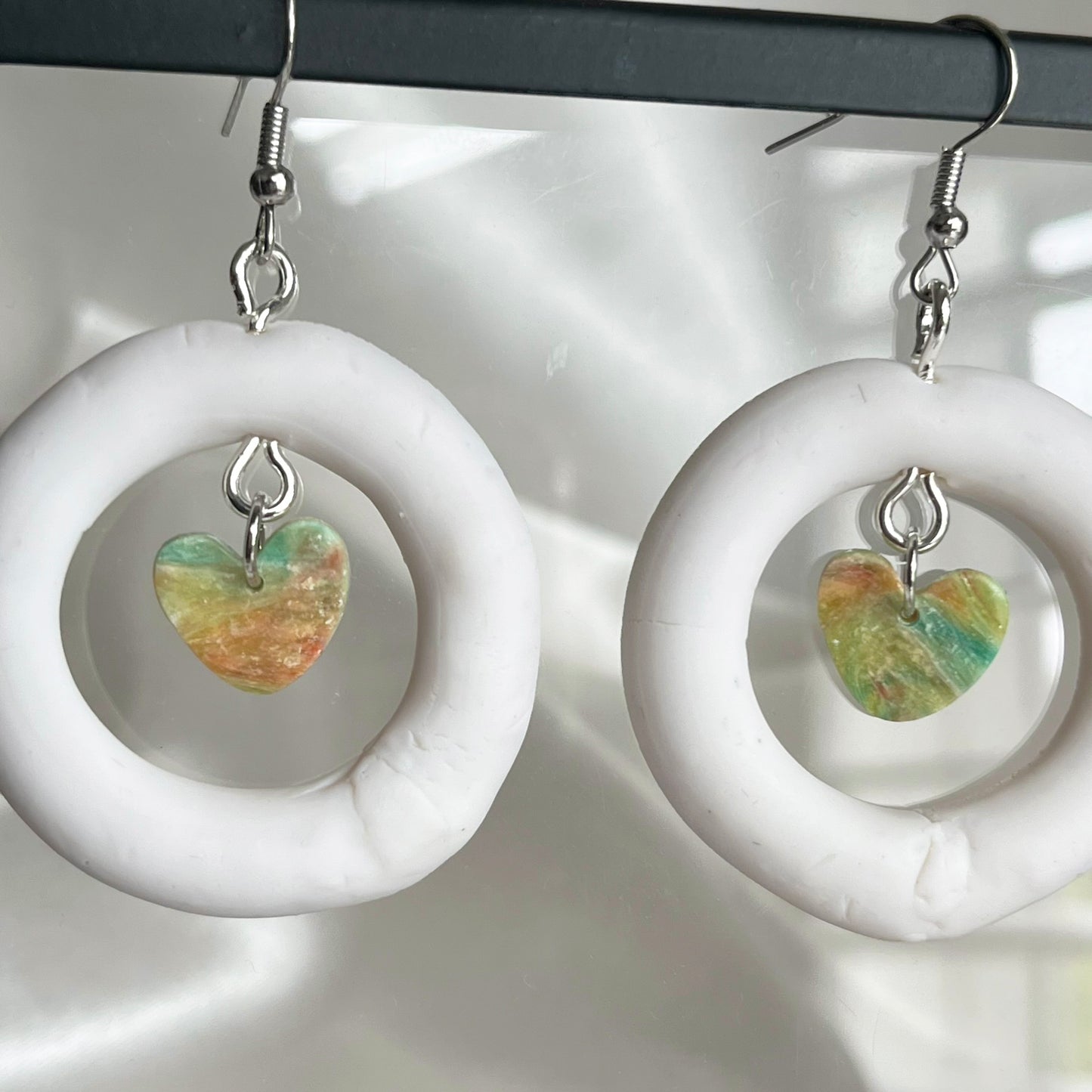 Hoop Dangle Earrings with Painter's Heart