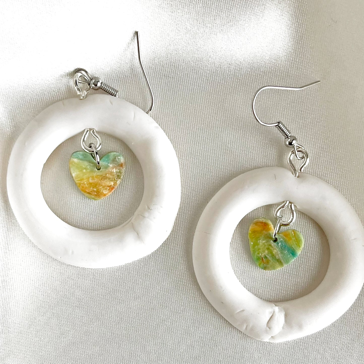 Hoop Dangle Earrings with Painter's Heart