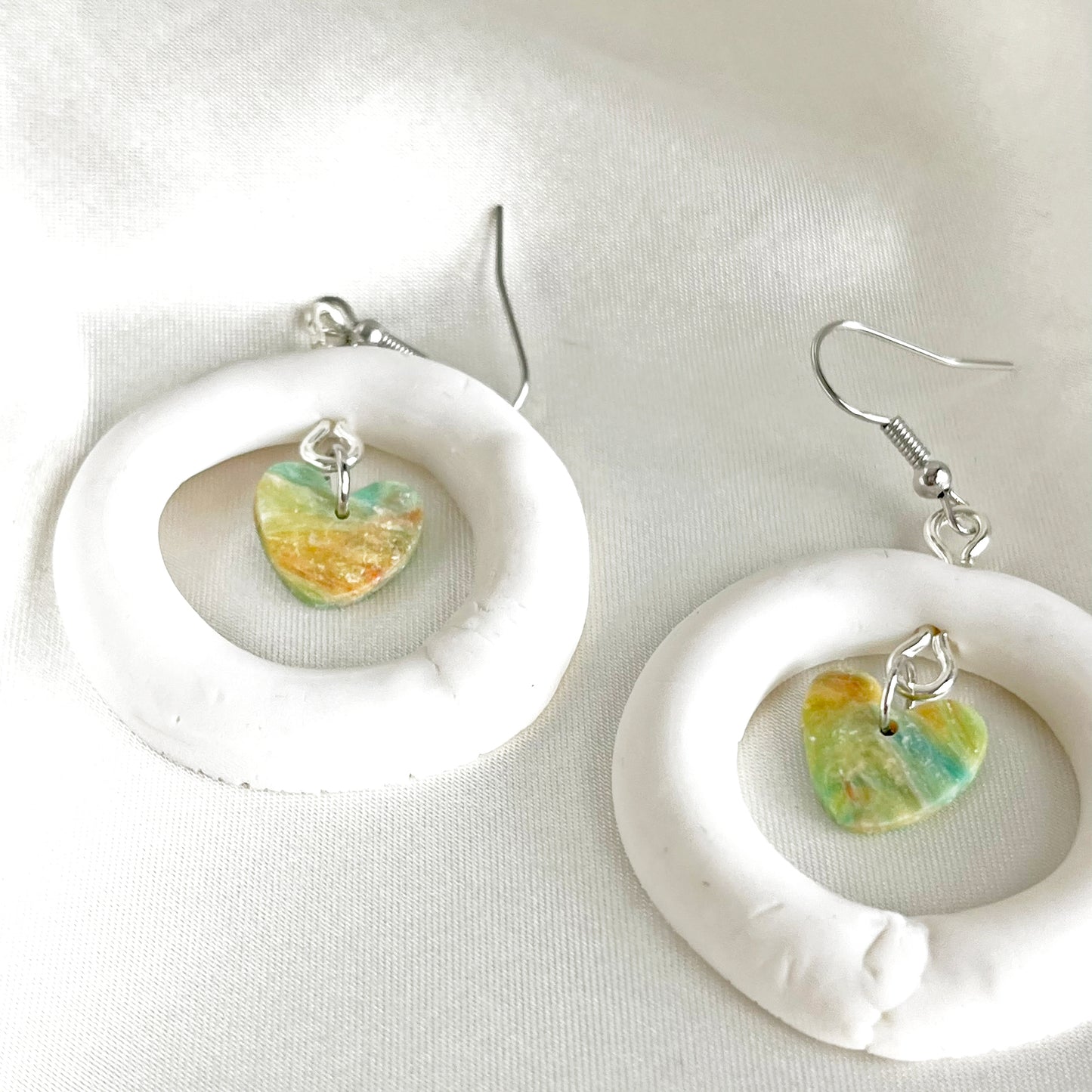 Hoop Dangle Earrings with Painter's Heart