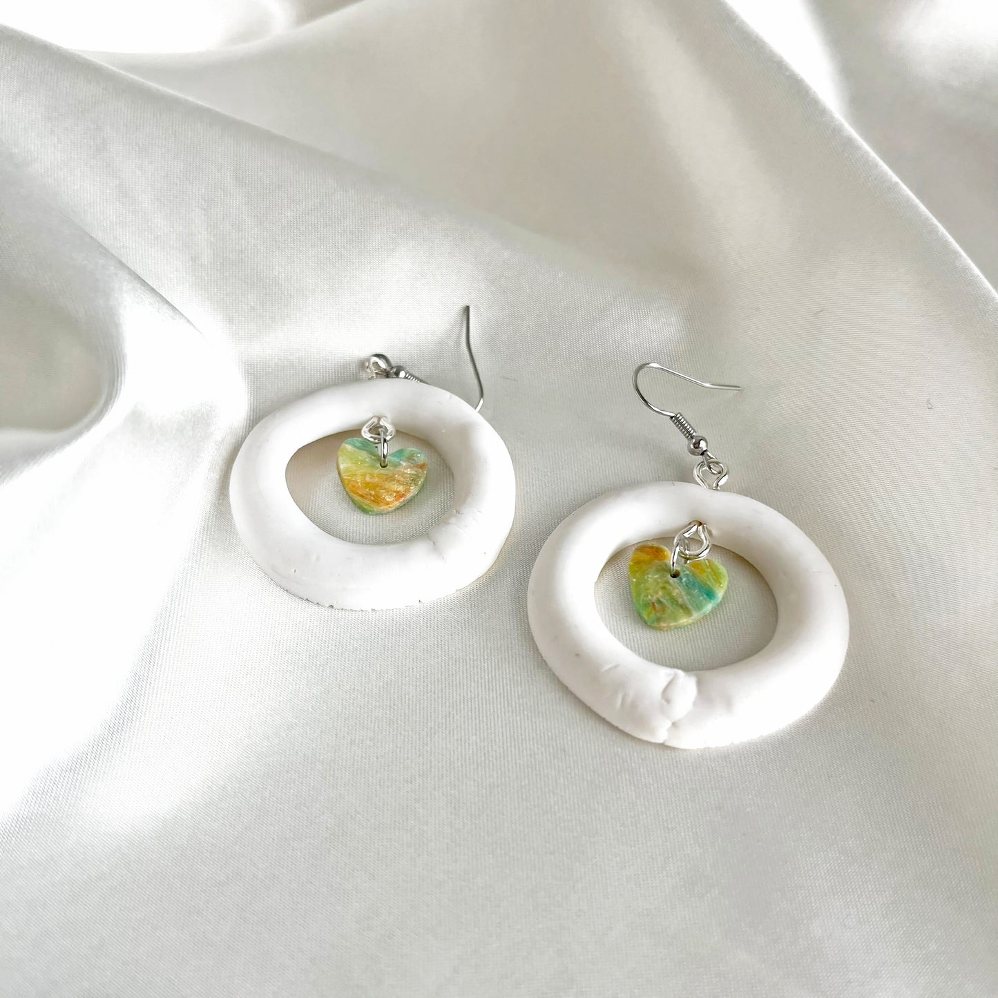 Hoop Dangle Earrings with Painter's Heart