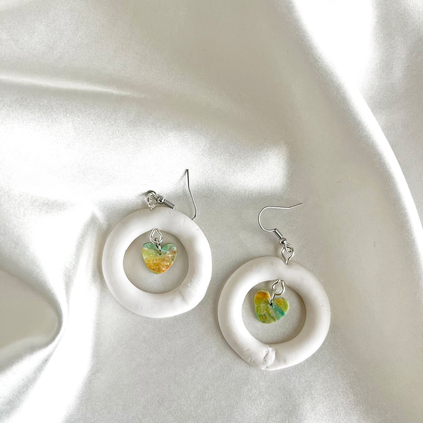 Hoop Dangle Earrings with Painter's Heart