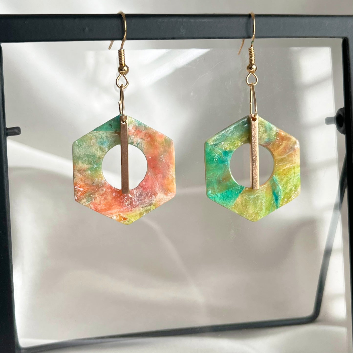 Painter's Hexagon Dangle Earrings