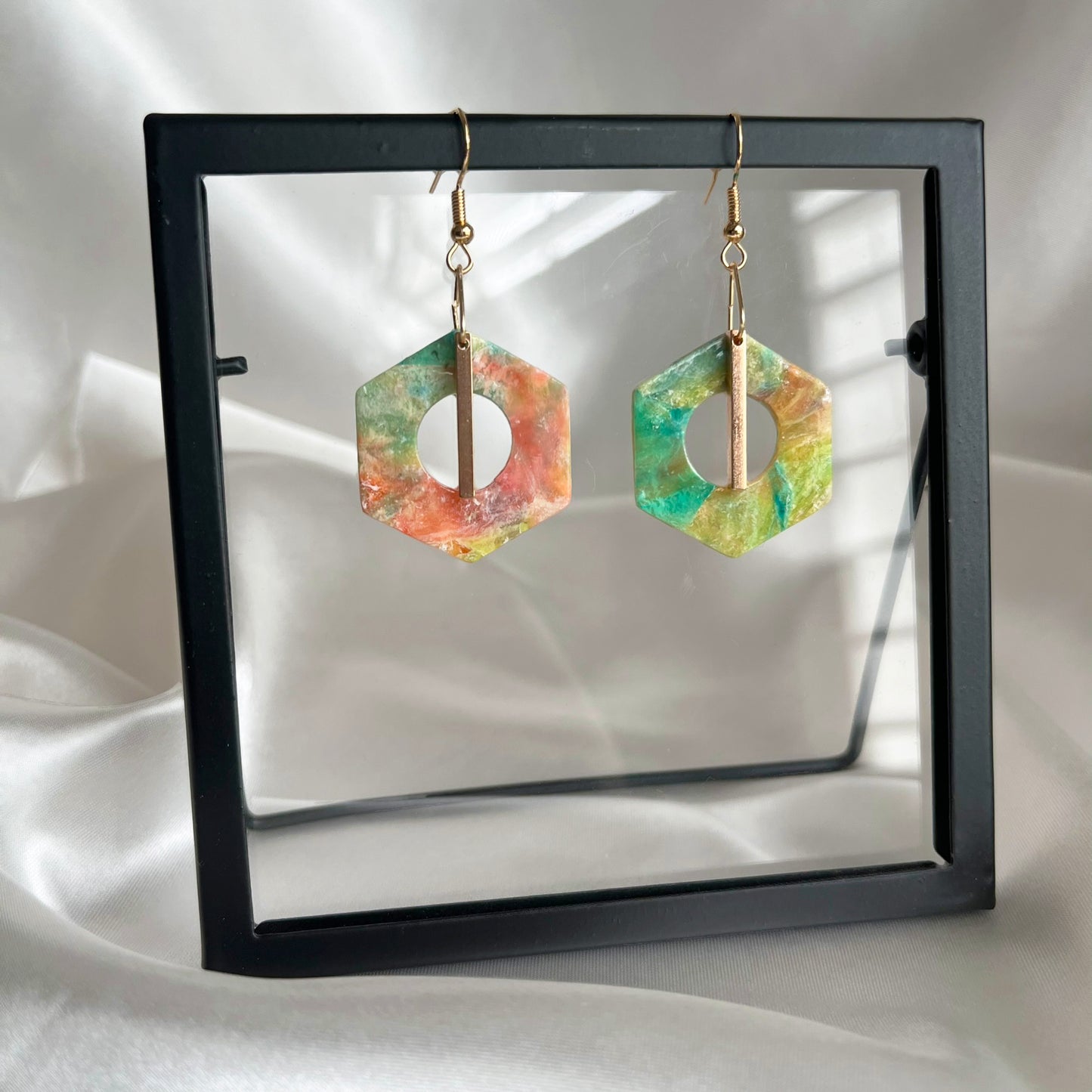 Painter's Hexagon Dangle Earrings