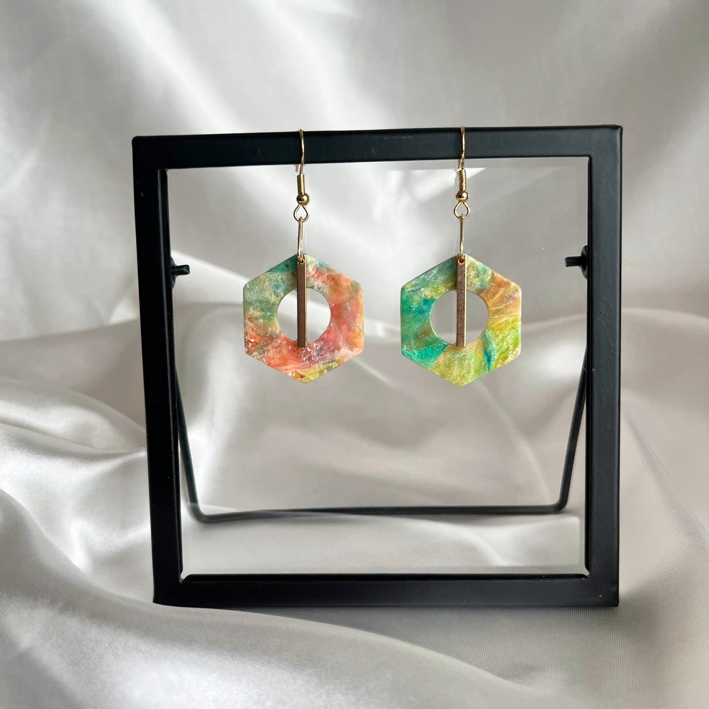 Painter's Hexagon Dangle Earrings