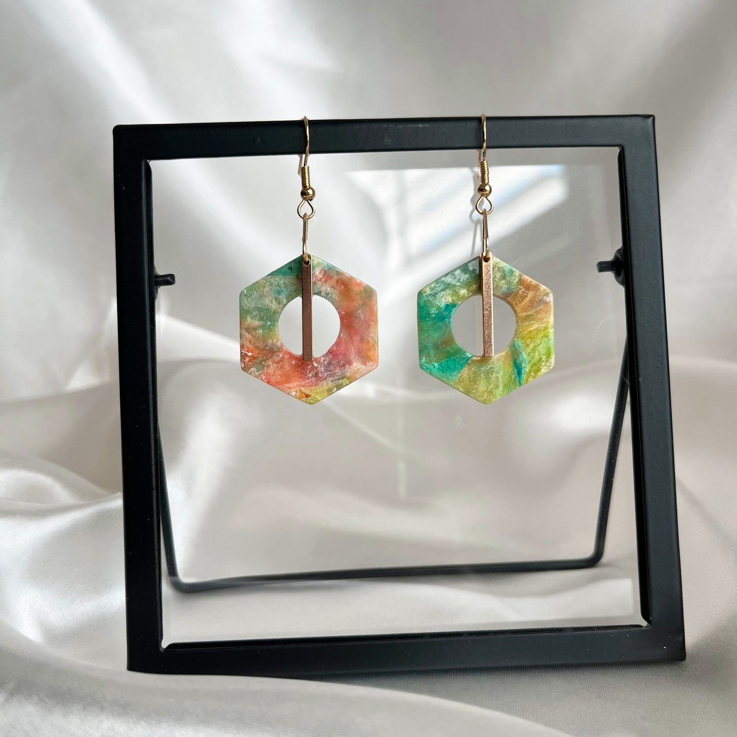 Painter's Hexagon Dangle Earrings