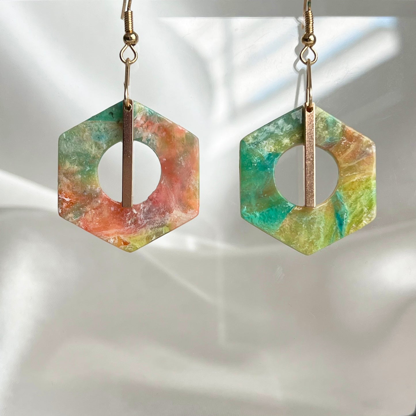 Painter's Hexagon Dangle Earrings